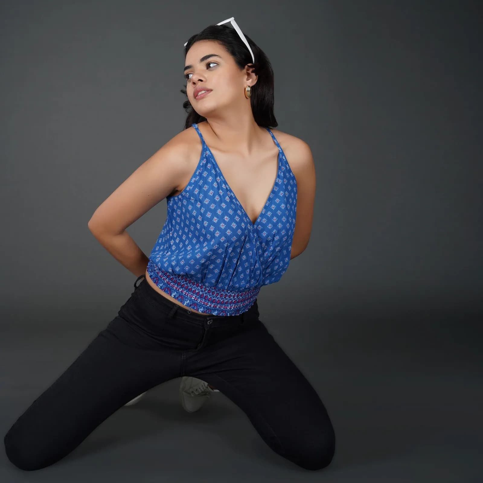 Geometric Wrap-Style Racerback Top