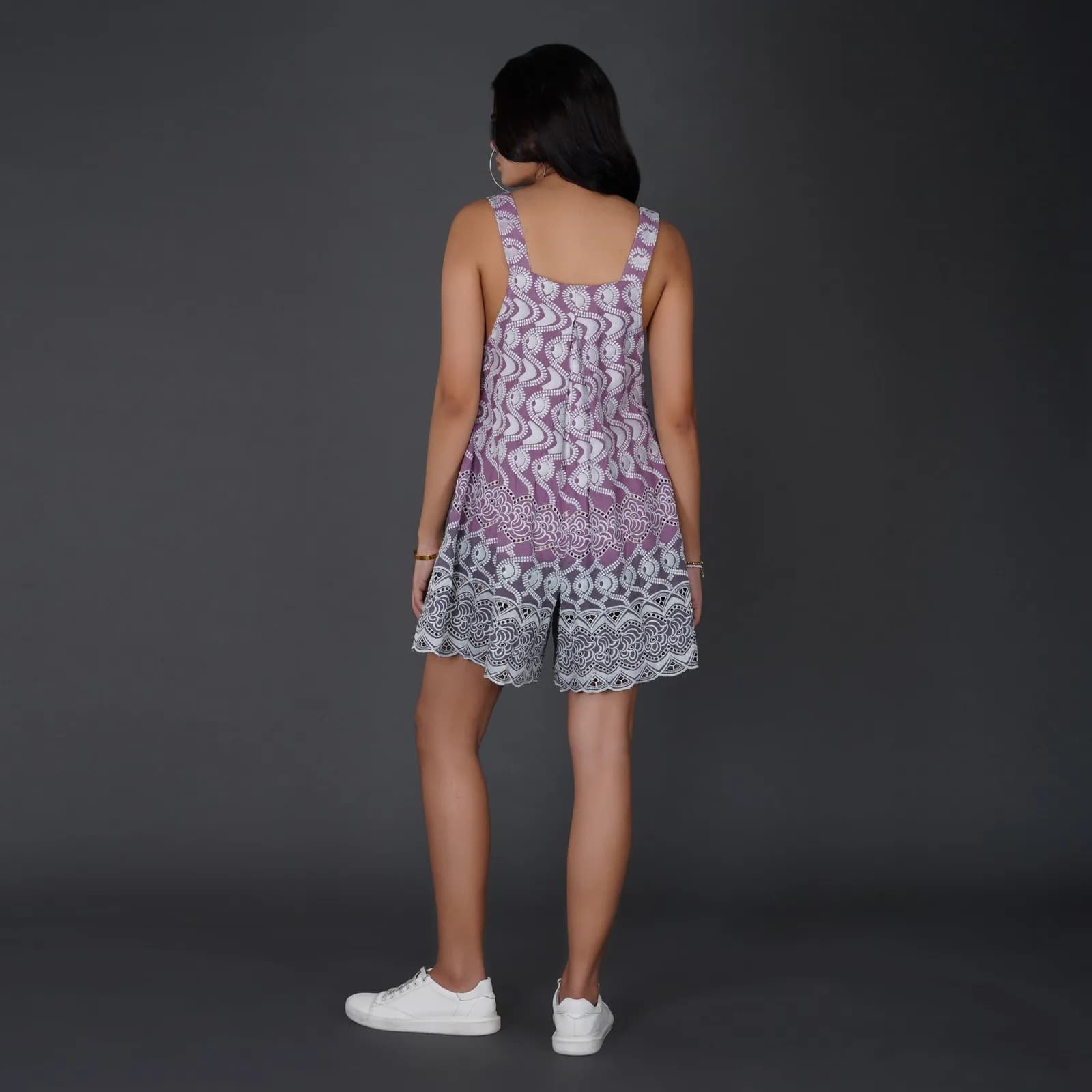 Ombre Cotton Schiffli Dungaree-Style Jumpsuit