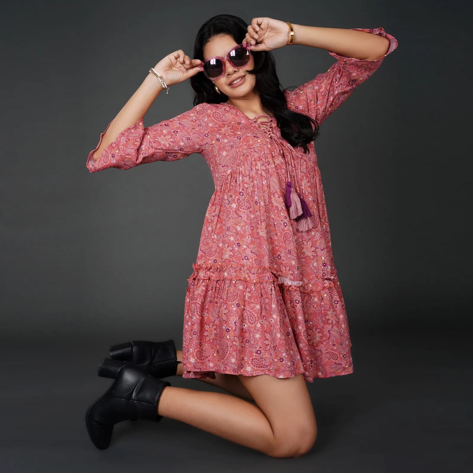 Paisley Print Cotton Moss Boho Dress