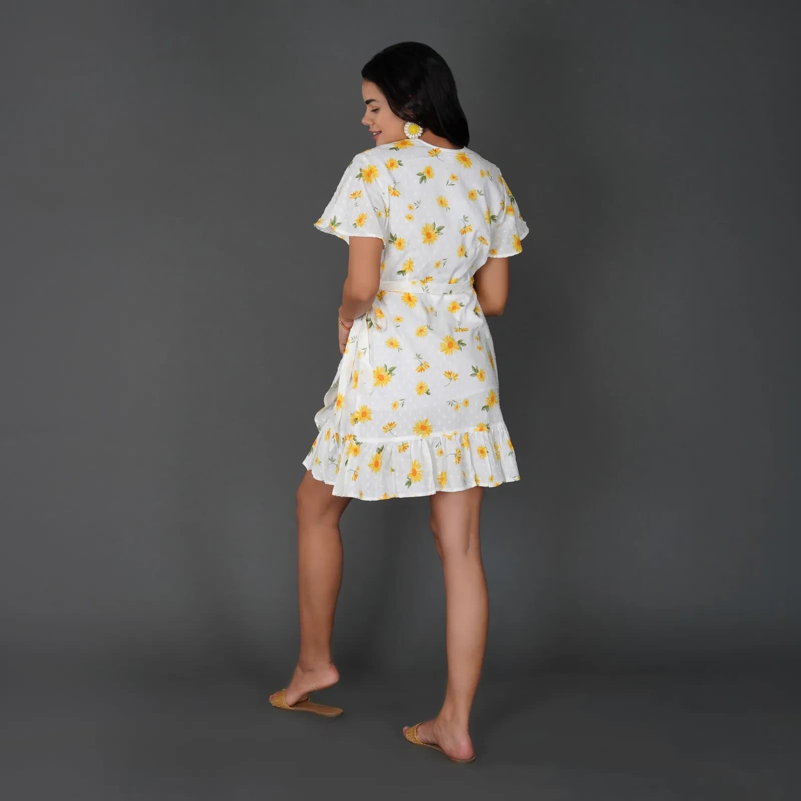 Sunny Daisy Cotton Swiss Dot Wrap Dress