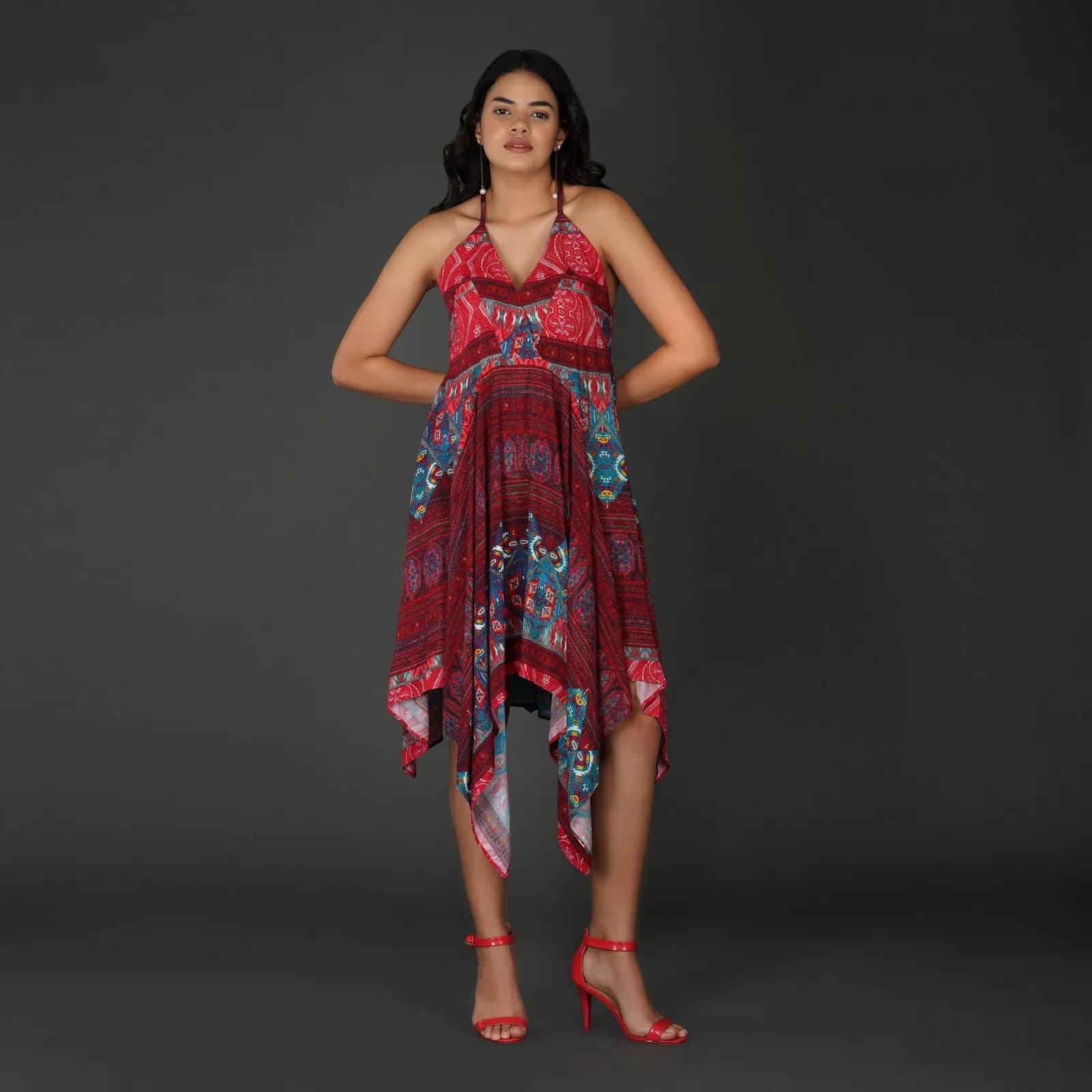 Boho Handkerchief Hem Vacation Dress