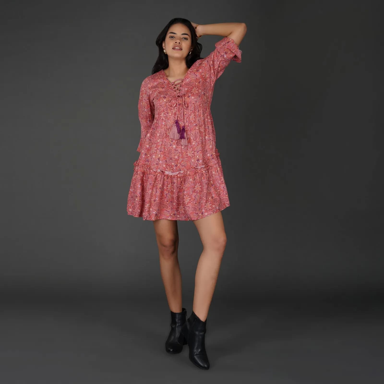 Paisley Print Cotton Moss Boho Dress
