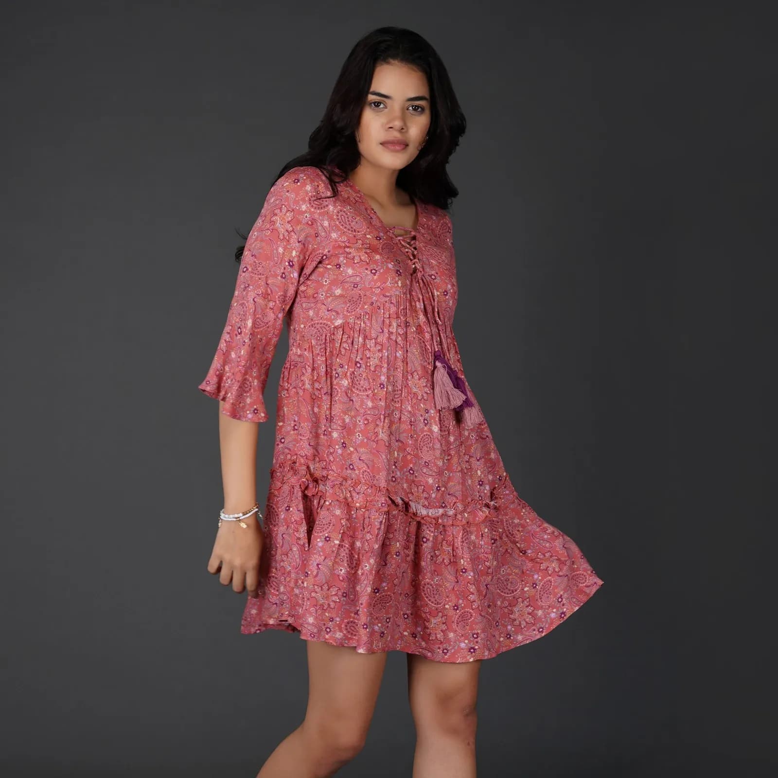 Paisley Print Cotton Moss Boho Dress