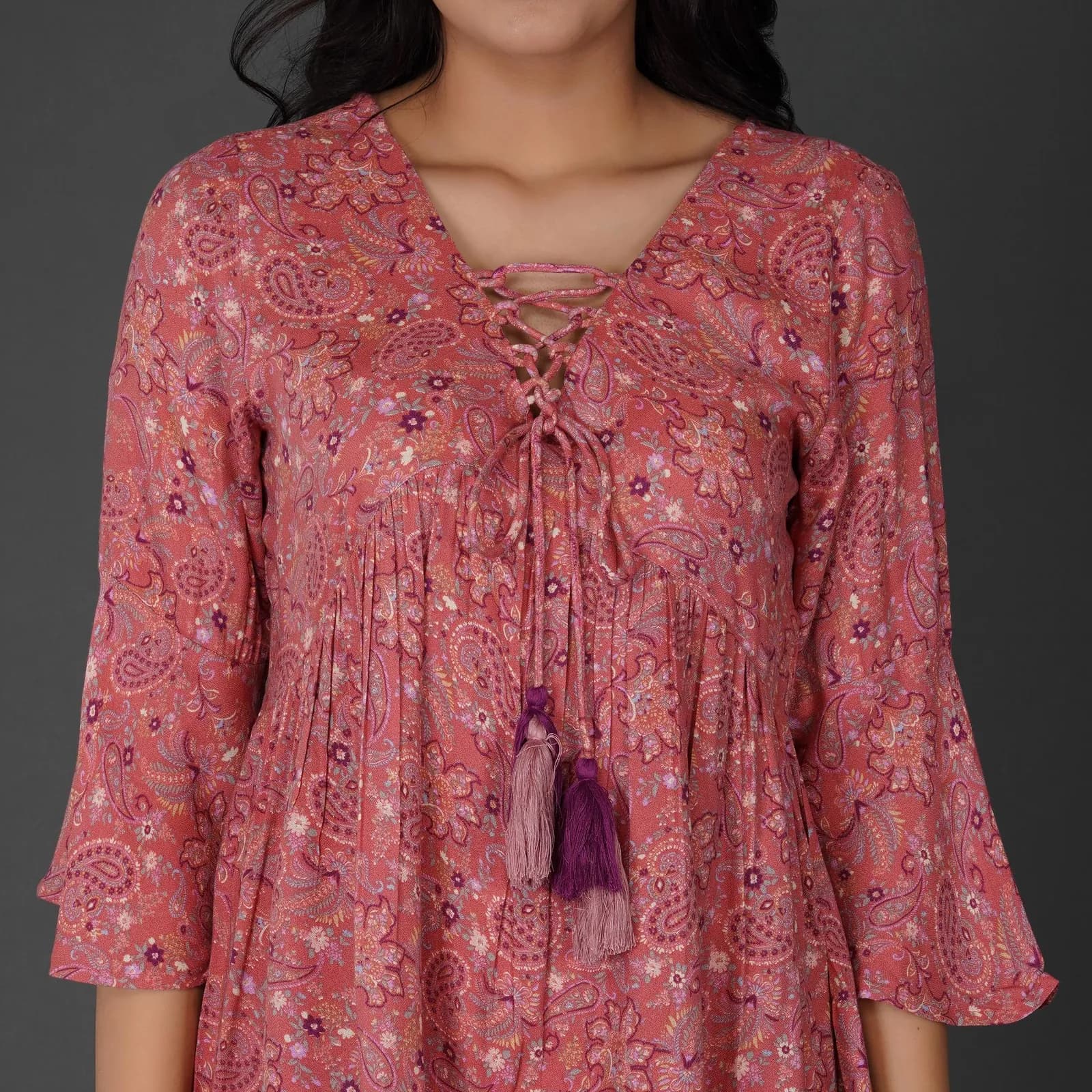 Paisley Print Cotton Moss Boho Dress