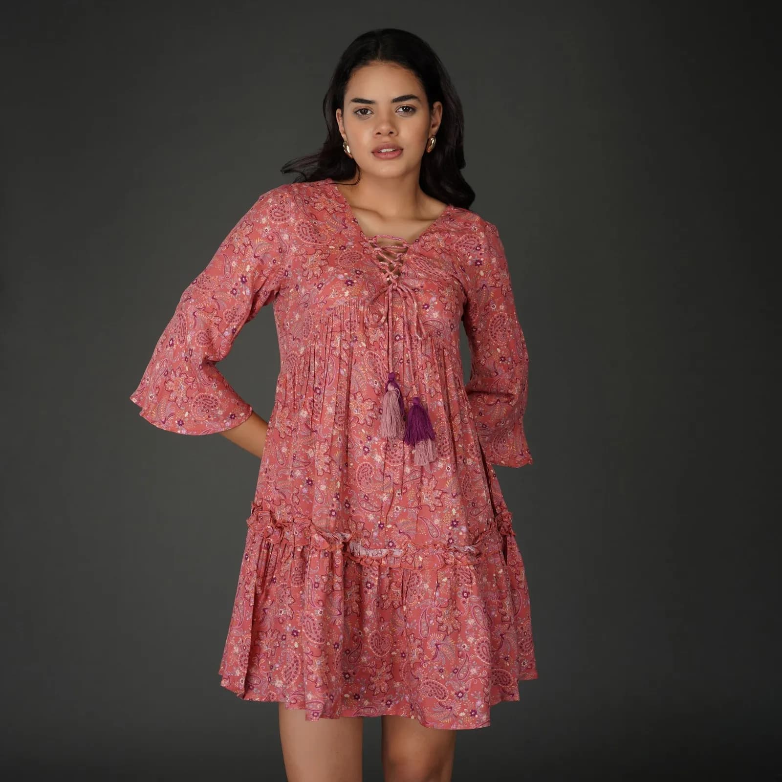 Paisley Print Cotton Moss Boho Dress