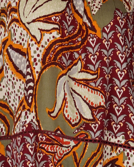 Boho Crochet Accent Square-Neck Top