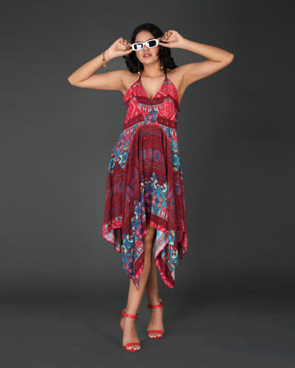 Boho Handkerchief Hem Vacation Dress