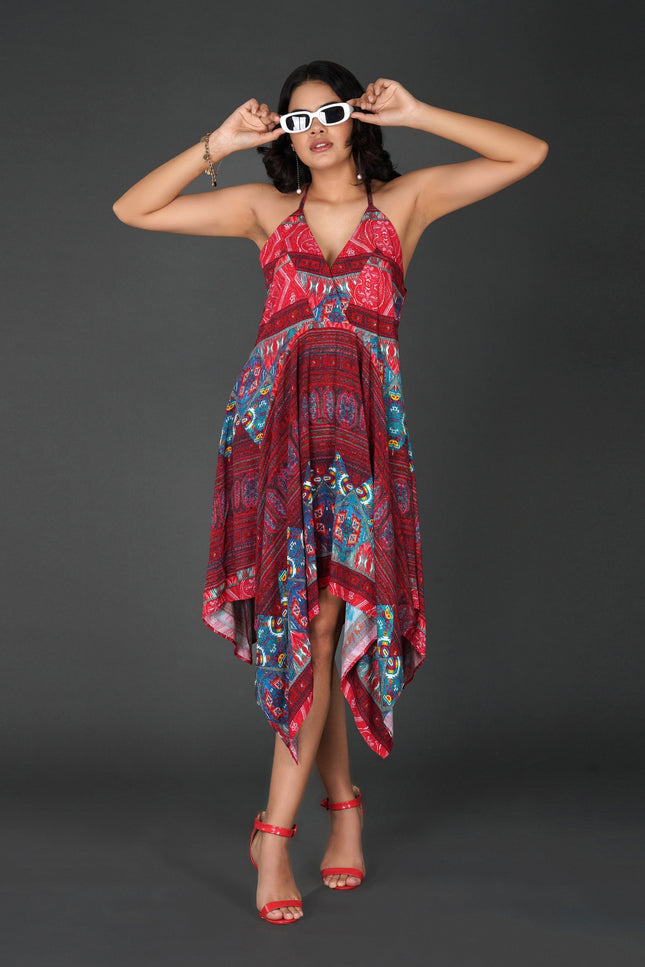 Boho Handkerchief Hem Vacation Dress
