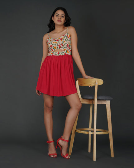 Floral Spaghetti Strap Fit-and-Flare Dress