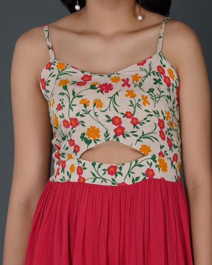 Floral Spaghetti Strap Fit-and-Flare Dress