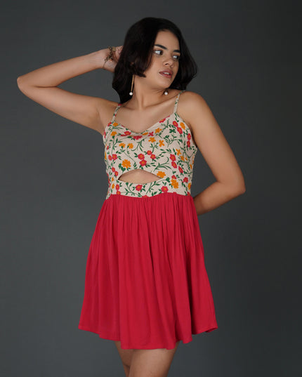 Floral Spaghetti Strap Fit-and-Flare Dress