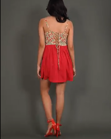 Floral Spaghetti Strap Fit-and-Flare Dress