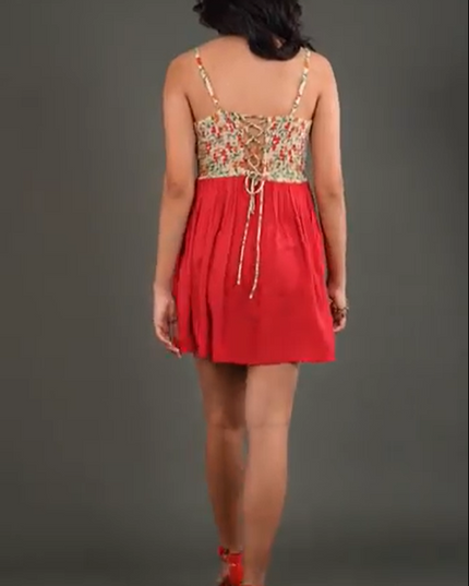 Floral Spaghetti Strap Fit-and-Flare Dress