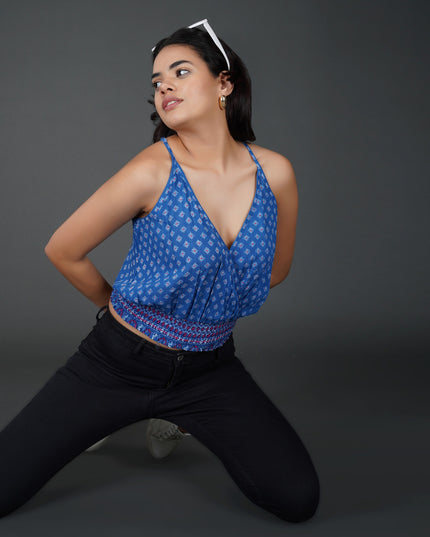 Geometric Wrap-Style Racerback Top