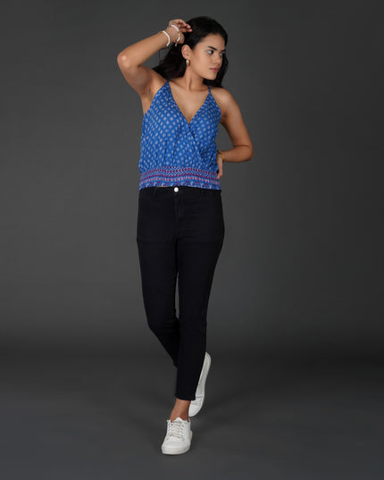 Geometric Wrap-Style Racerback Top