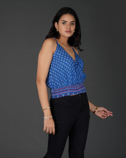 Geometric Wrap-Style Racerback Top