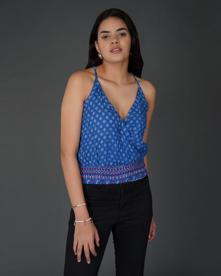 Geometric Wrap-Style Racerback Top