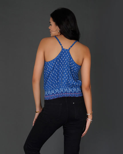 Geometric Wrap-Style Racerback Top