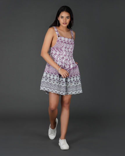 Ombre Cotton Schiffli Dungaree-Style Jumpsuit