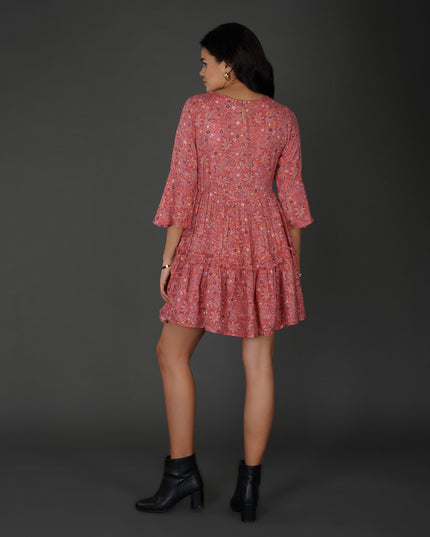 Paisley Print Cotton Moss Boho Dress