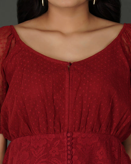Scarlet Cotton Net Lace Waist Panel Top