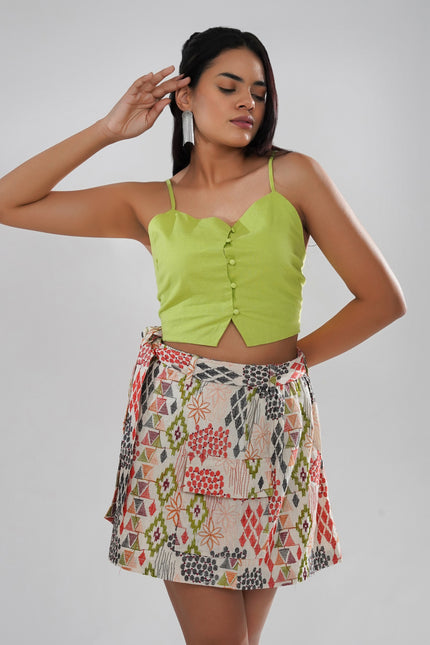Vibrant Embroidered Cotton Flex Skirt