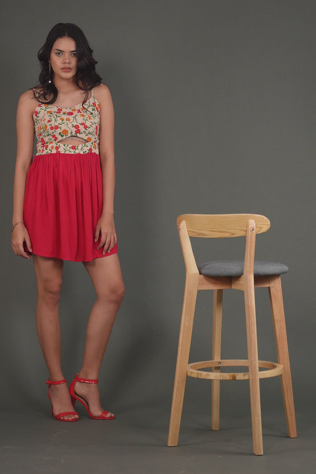 Floral Spaghetti Strap Fit-and-Flare Dress