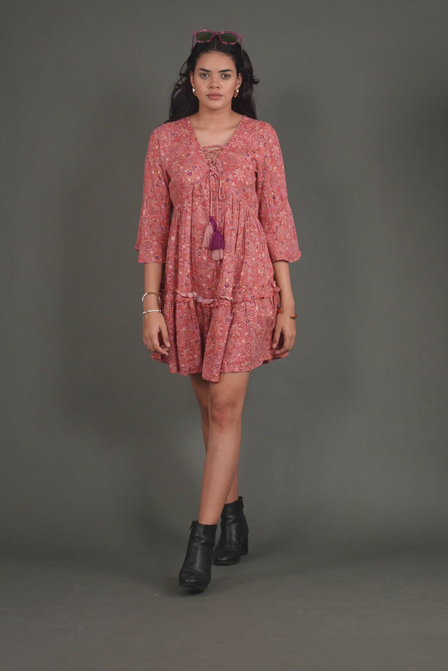 Paisley Print Cotton Moss Boho Dress