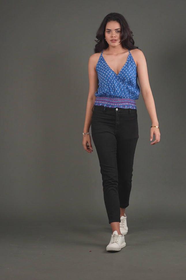 Geometric Wrap-Style Racerback Top